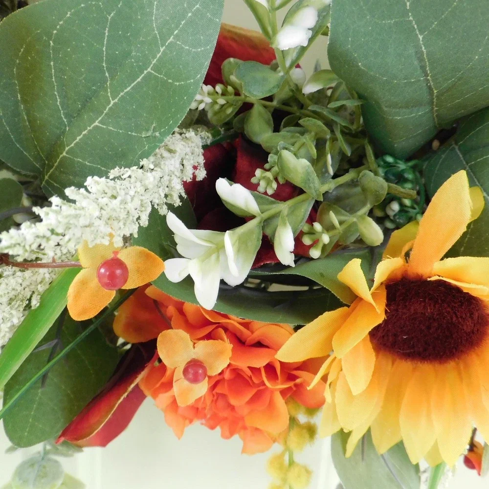 Colorful‎ Sunflower Wreath for Front Door Late Summer and Fall Bright Vibrant